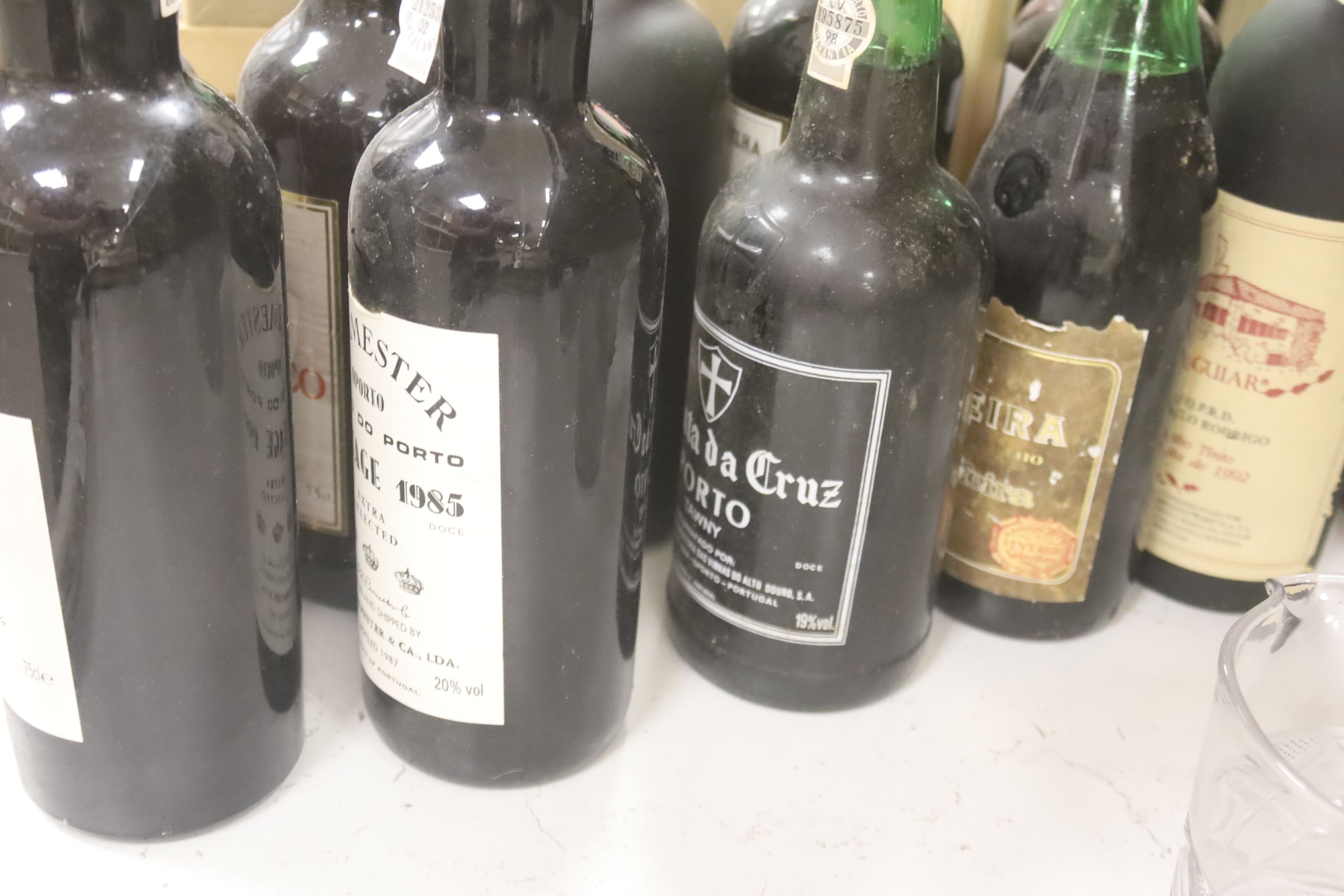 A small collection of port and red wine